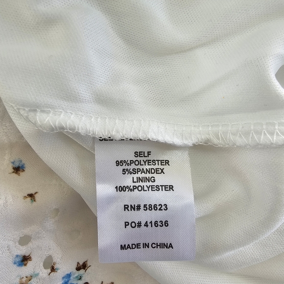 Heart & Heels Woman's Blue Floral Eyelet Midi Dress Cottagecore Summer Bow XL - Picture 11 of 12